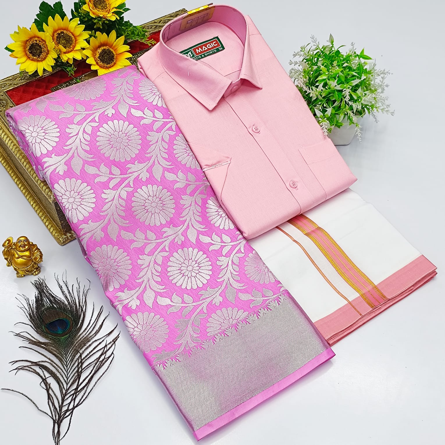 Ellampillai SILK SAREES& COTTON DOTIS, SHIRTS - Light Pink