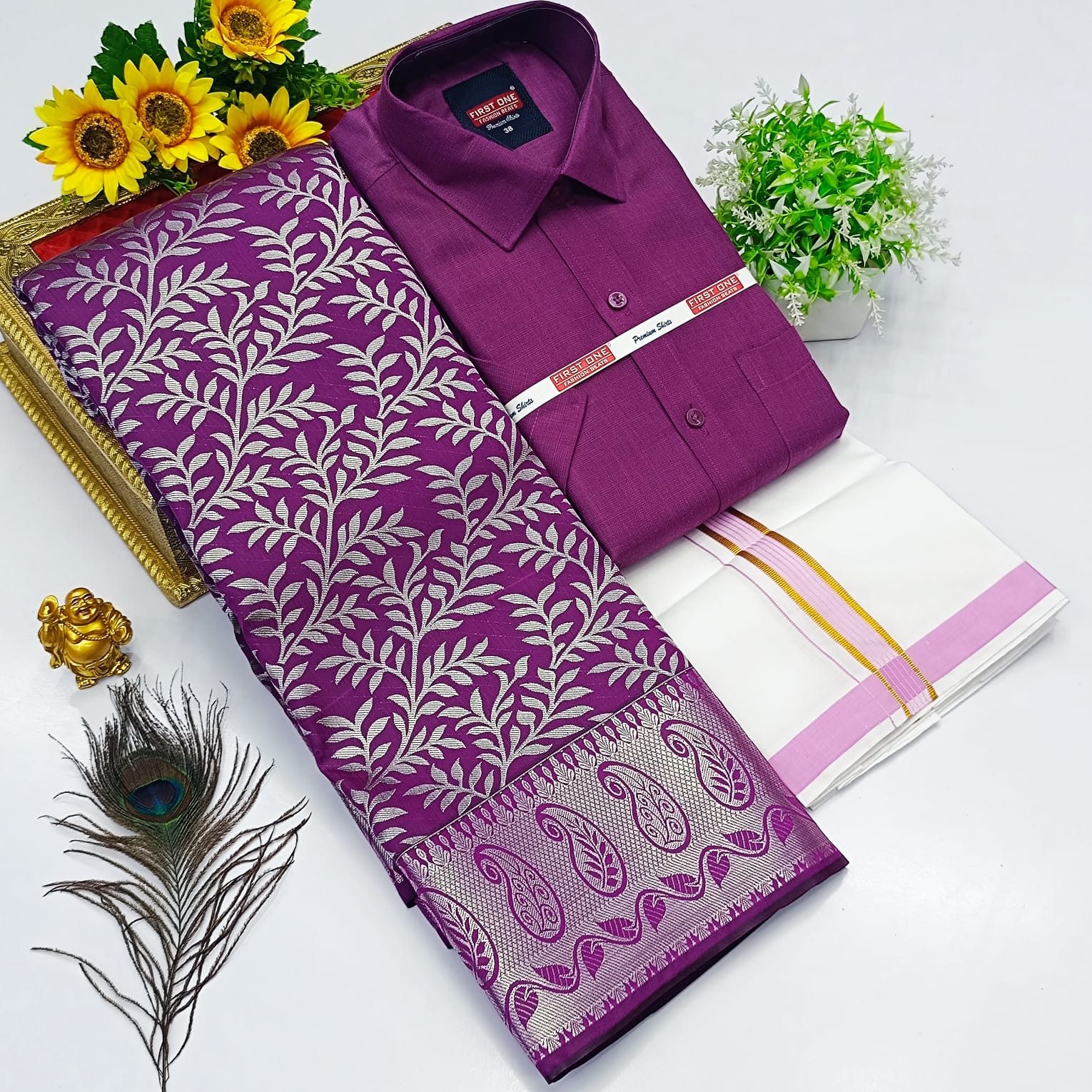Ellampillai SILK SAREES& COTTON DOTIS, SHIRTS - Magenta Purple