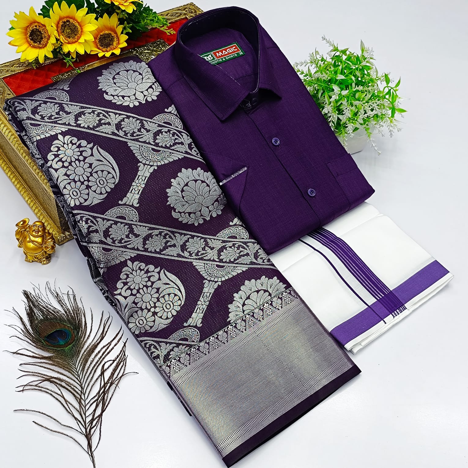 Ellampillai SILK SAREES& COTTON DOTIS, SHIRTS - Dark Purple