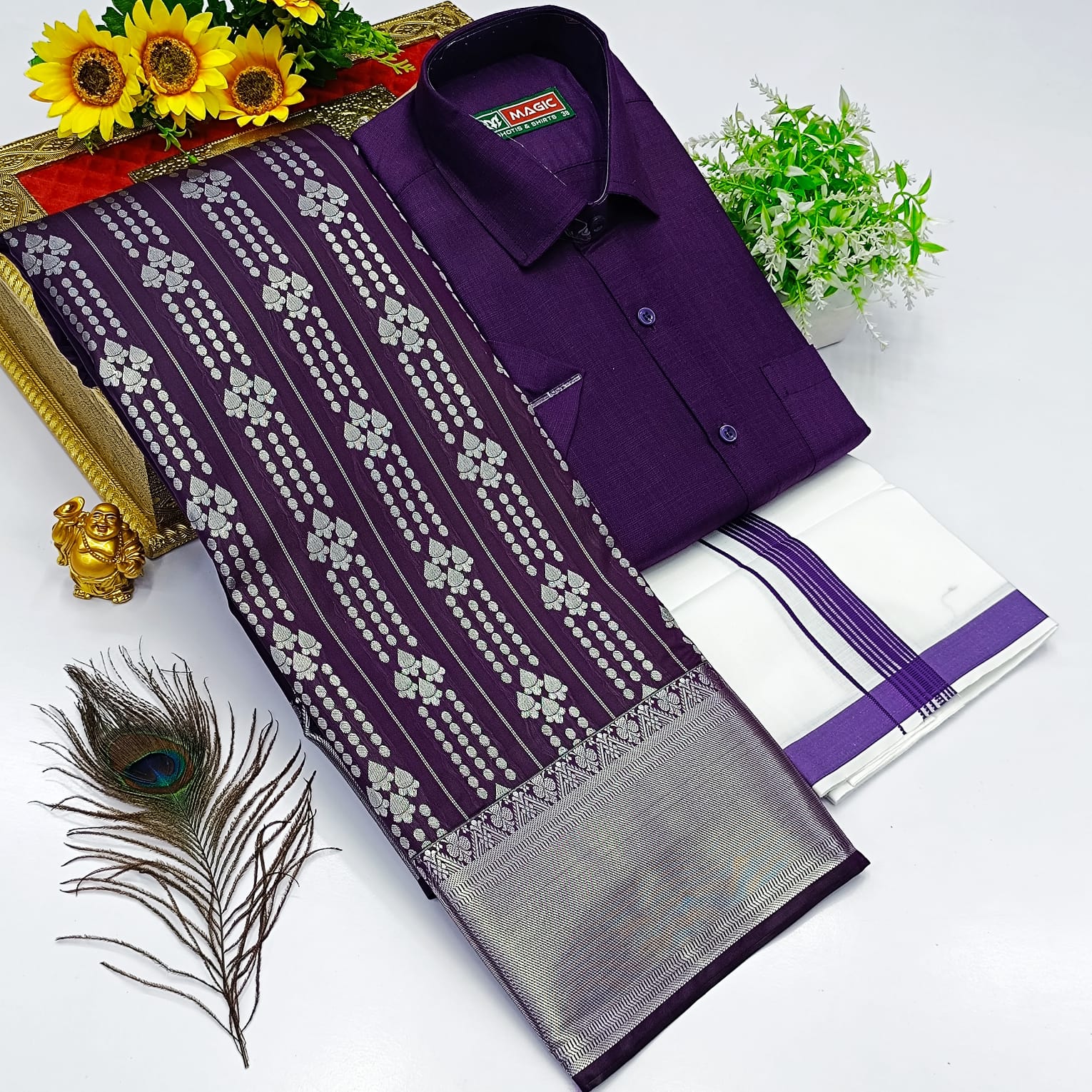 Ellampillai SILK SAREES& COTTON DOTIS, SHIRTS - Dark Purple