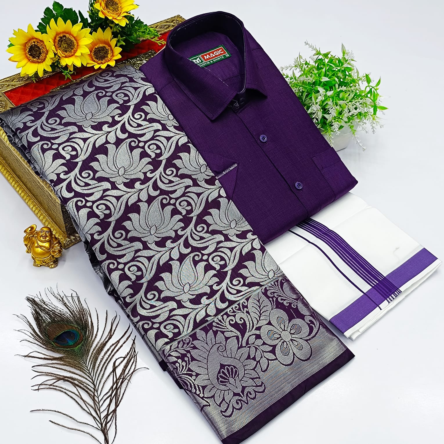 Ellampillai SILK SAREES& COTTON DOTIS, SHIRTS - Dark Purple