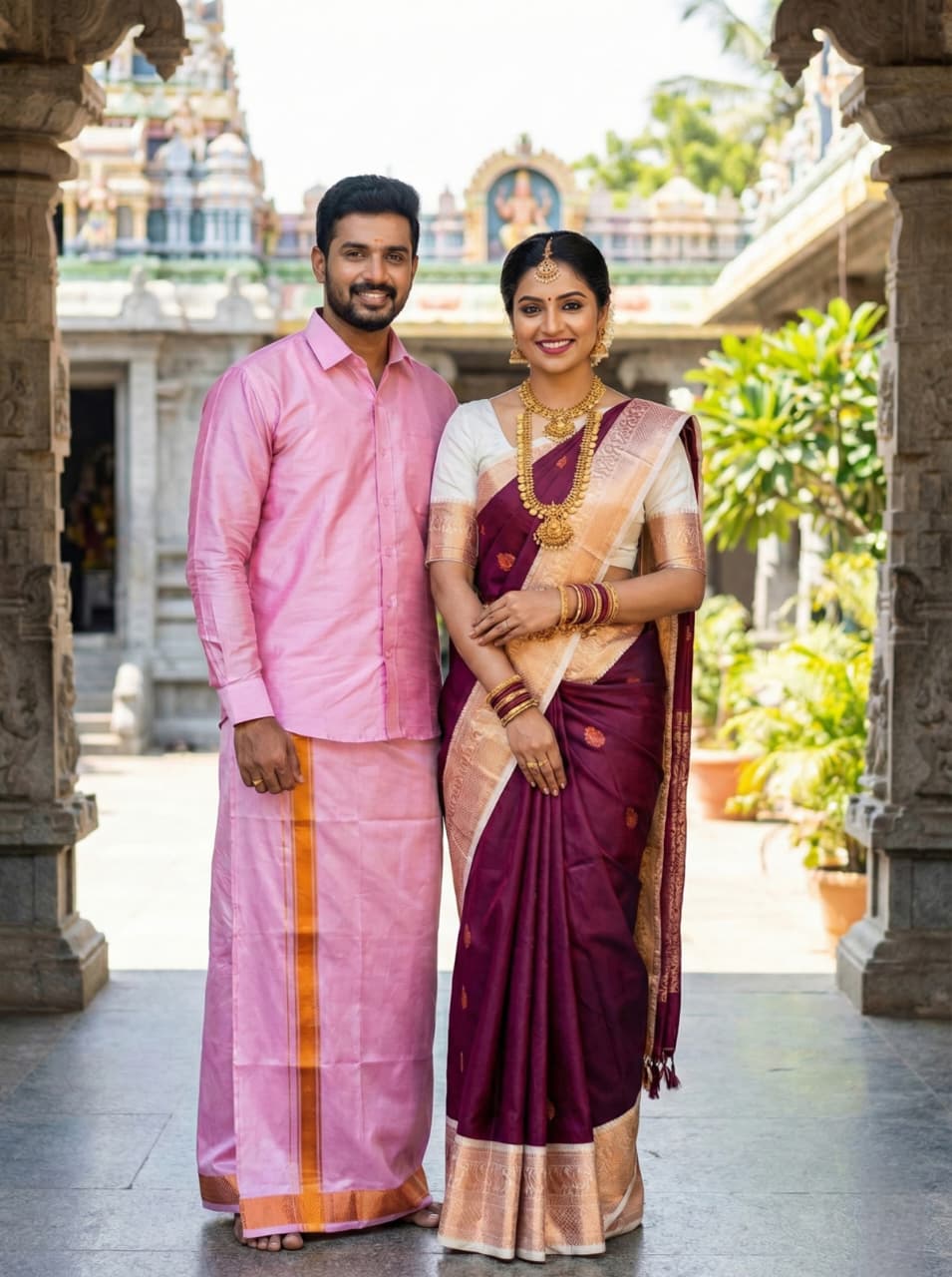 MANGALYAM KORVAI KOTTANJI TANA SOFT SILK SAREE - Rose Pink Wine Maroon