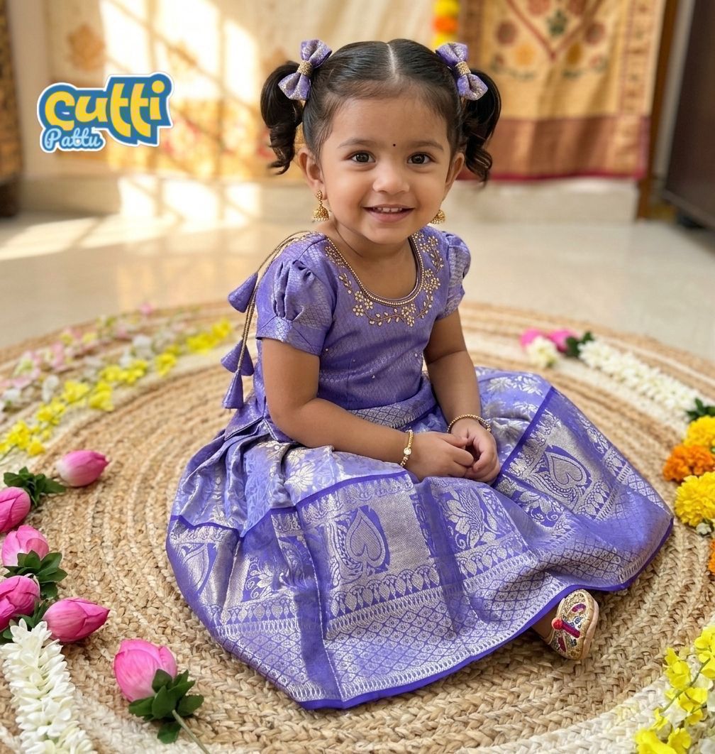 New Trending Collection Chutti Pattu Pavadai Dresses - Lavender Purple