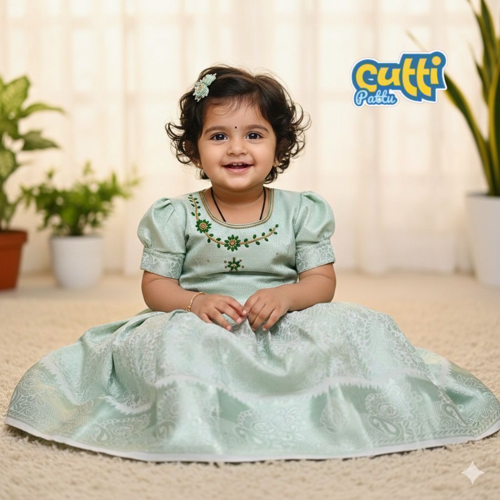 New Trending Collection Chutti Pattu Pavadai Dresses - Mint Green