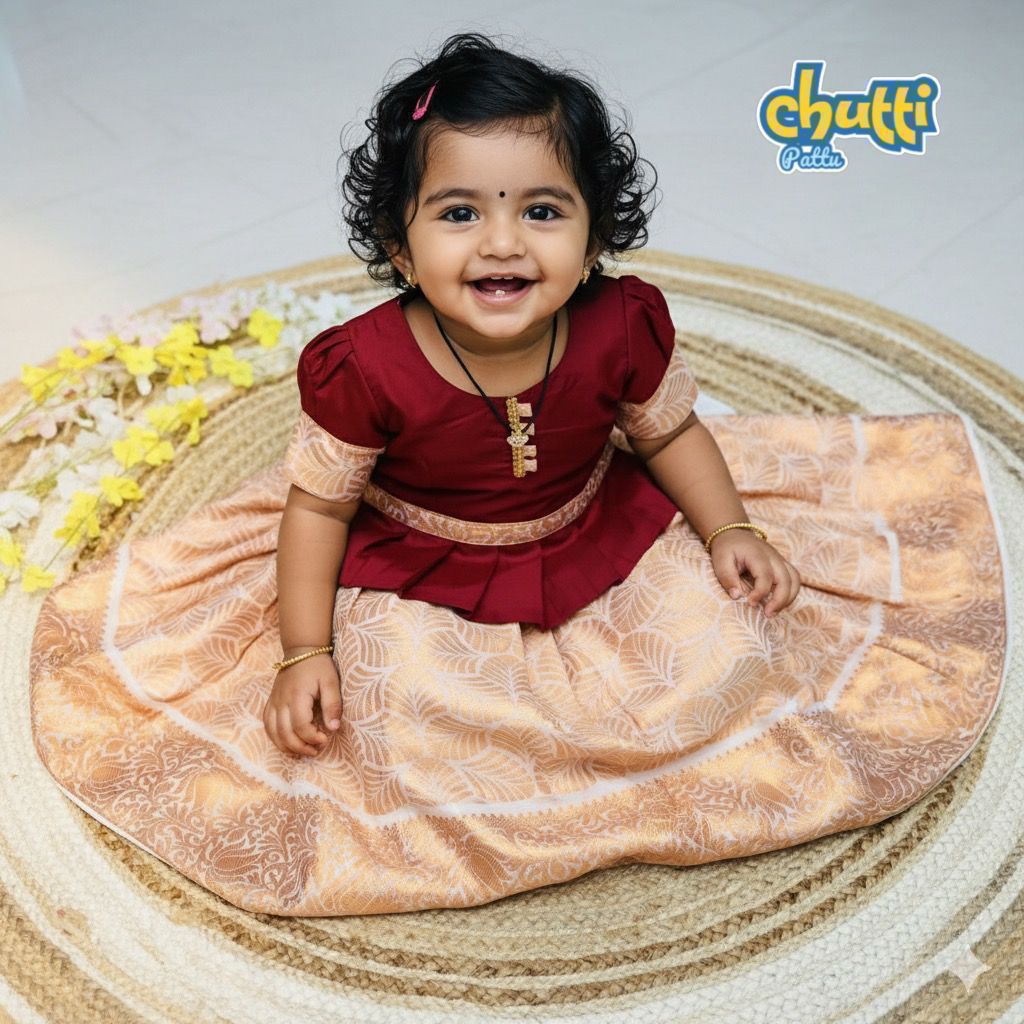 New Trending Collection Chutti Pattu Pavadai Dresses - Wine Maroon Peach Pink