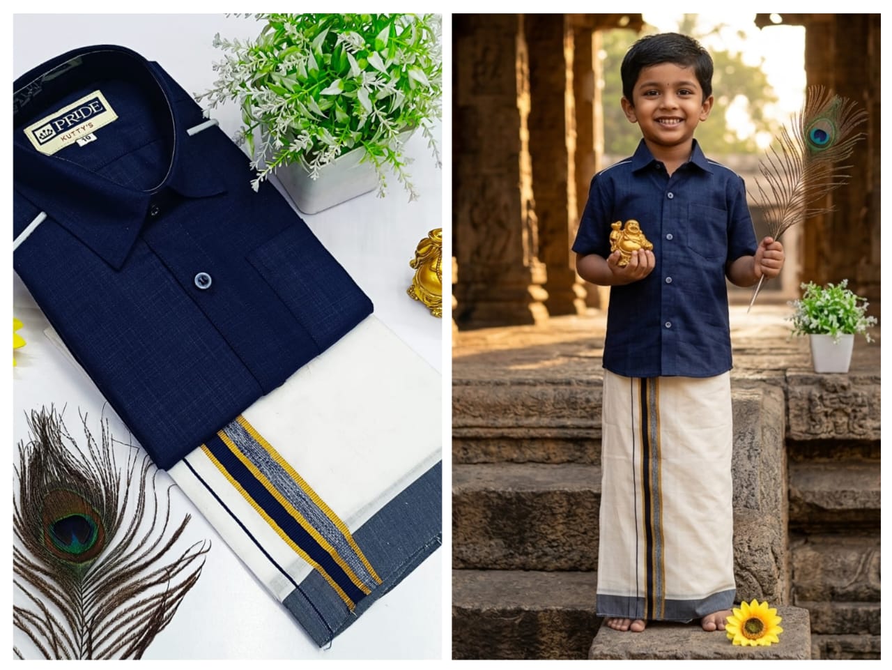 Pongal Kids Dhoti Collection - Dark Navy Blue
