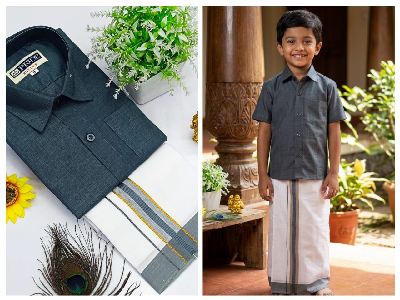 Pongal Kids Dhoti Collection - Dark Grey