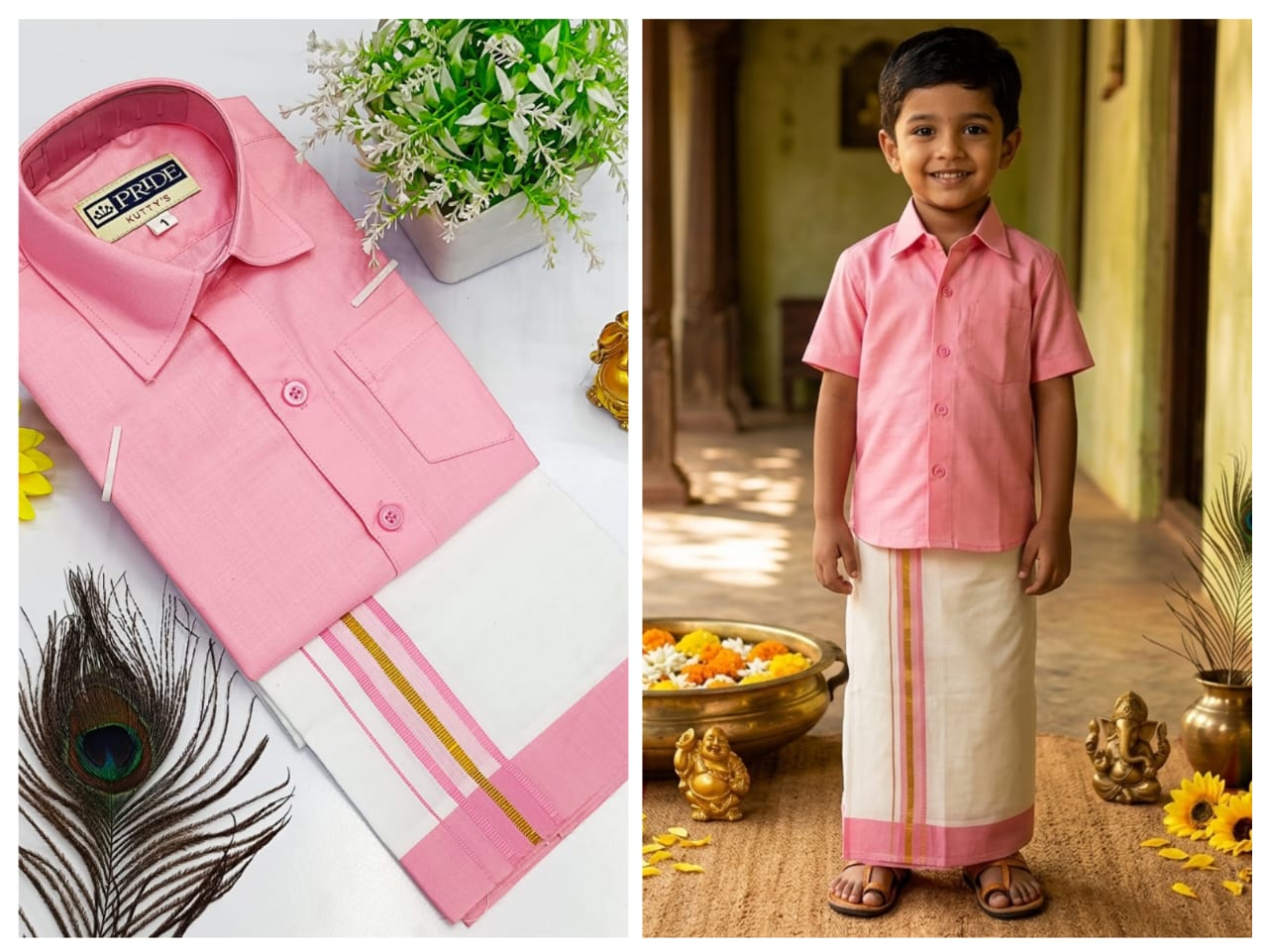 Pongal Kids Dhoti Collection - Light Pink