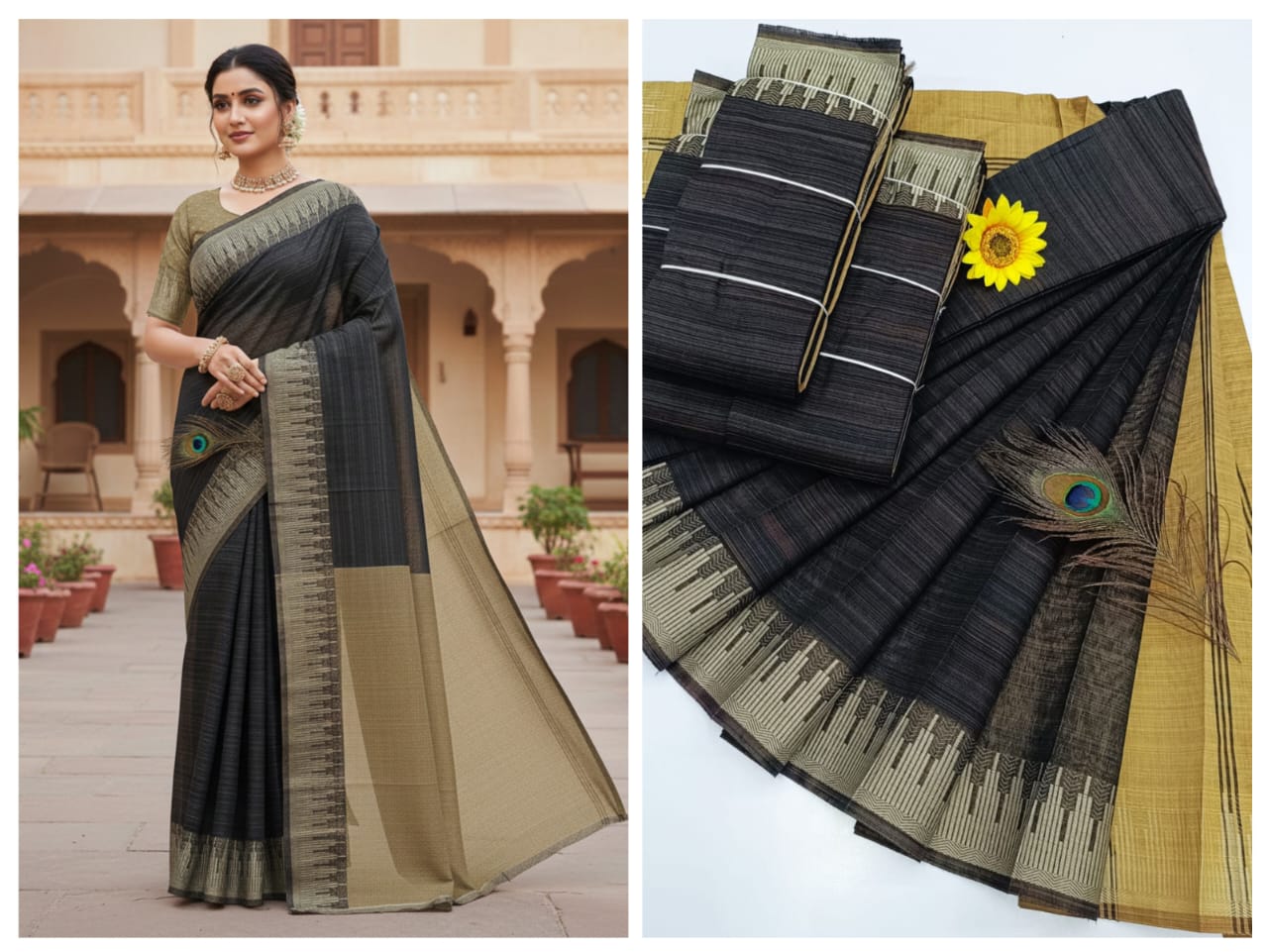 KORVAI BORDER SILK COTTON SAREES_Grey