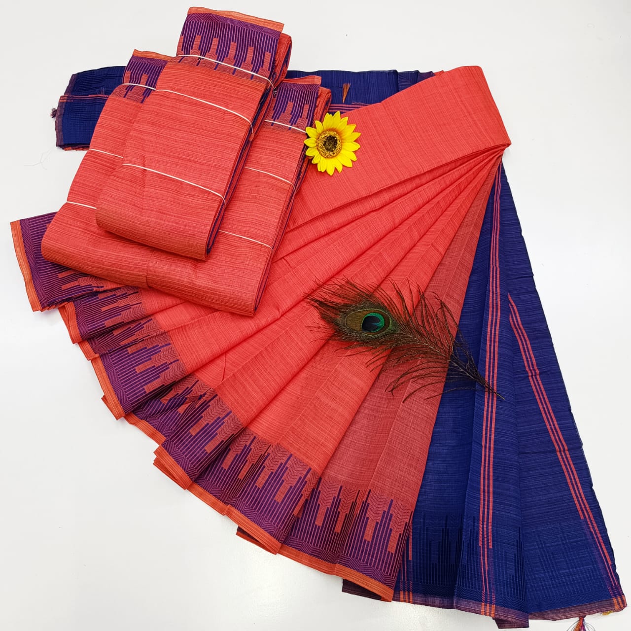 KORVAI BORDER SILK COTTON SAREES_Orange