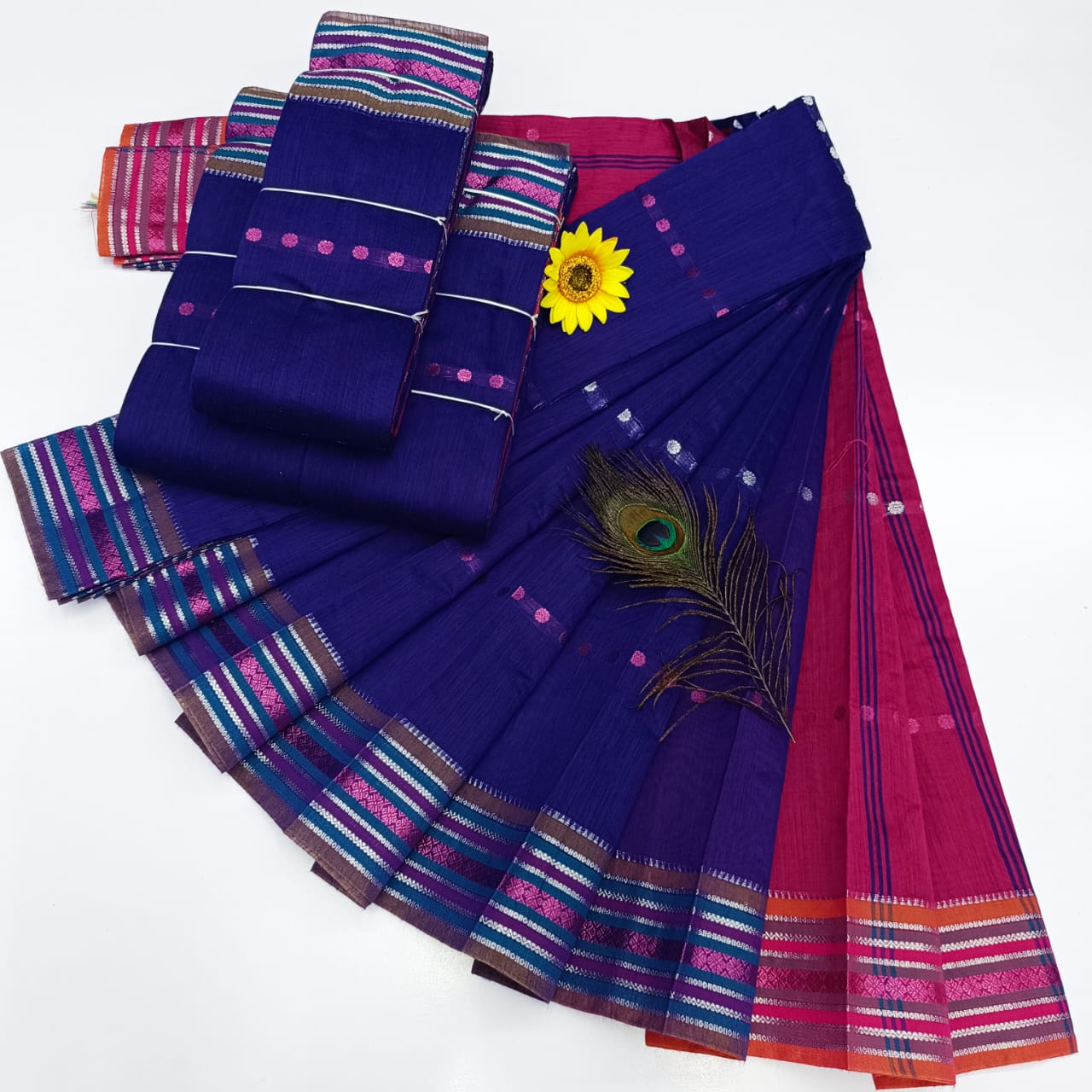 KORVAI BORDER SILK COTTON SAREES_Blue