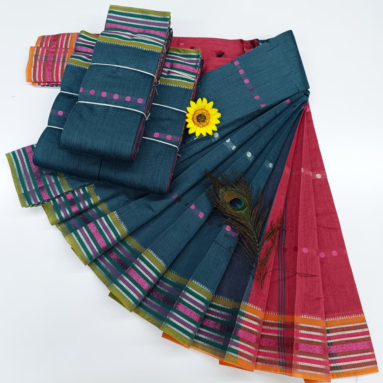 KORVAI BORDER SILK COTTON SAREES_Blue