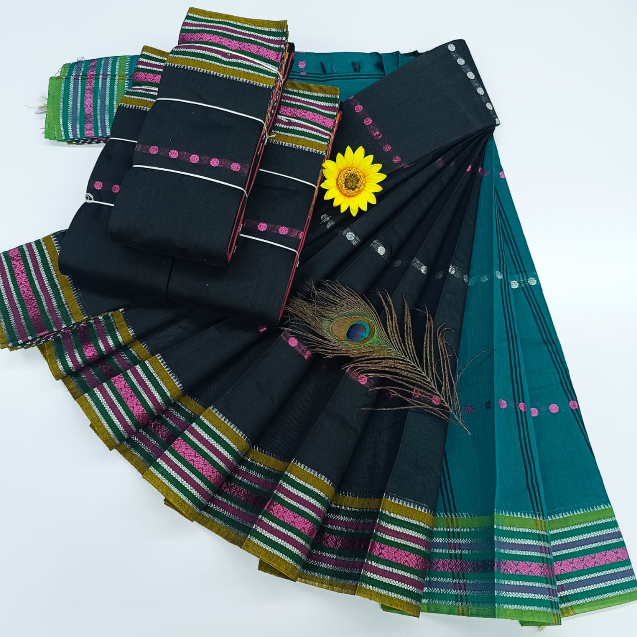 KORVAI BORDER SILK COTTON SAREES_Blue
