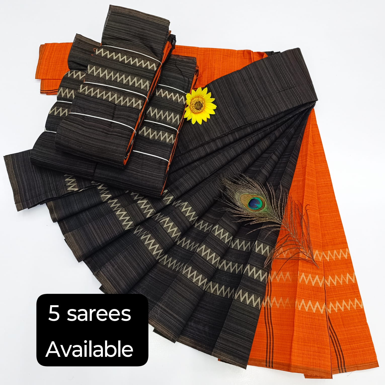 KORVAI BORDER SILK COTTON SAREES_Black
