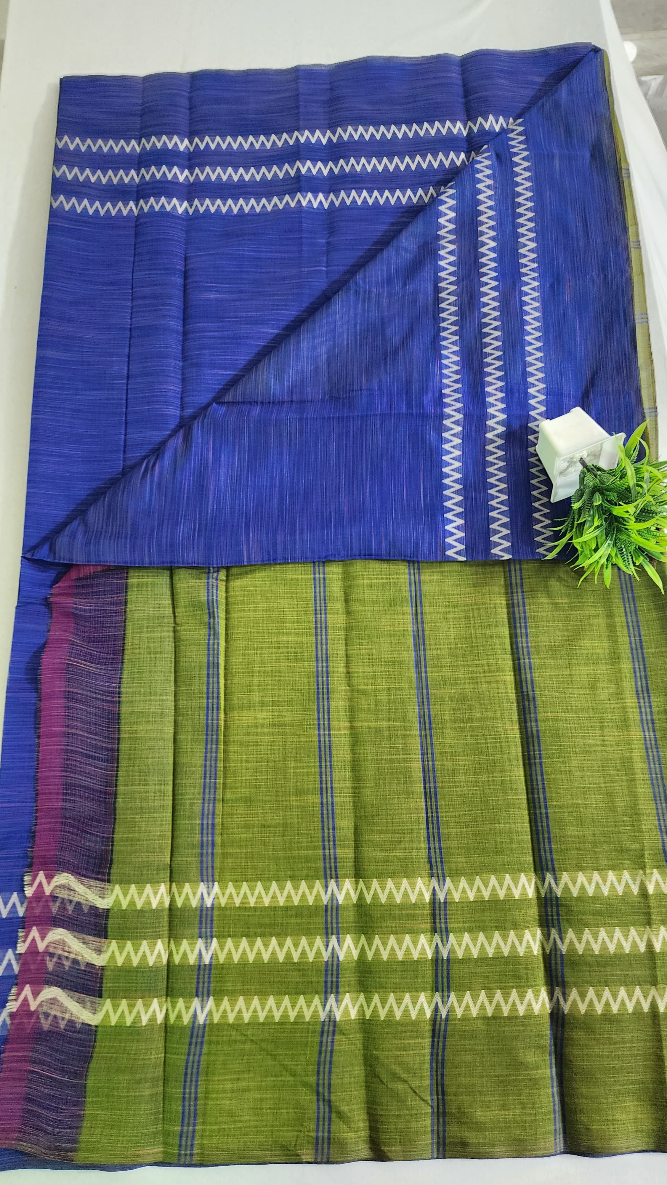 KORVAI BORDER SILK COTTON SAREES_Blue