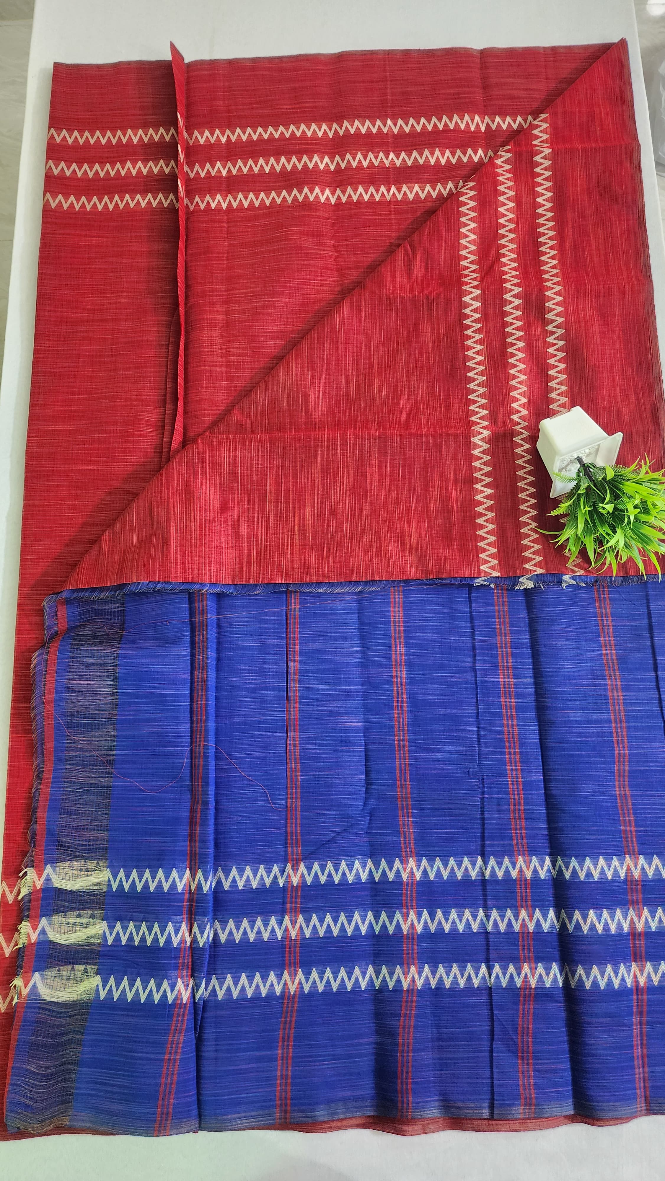 KORVAI BORDER SILK COTTON SAREES_Red