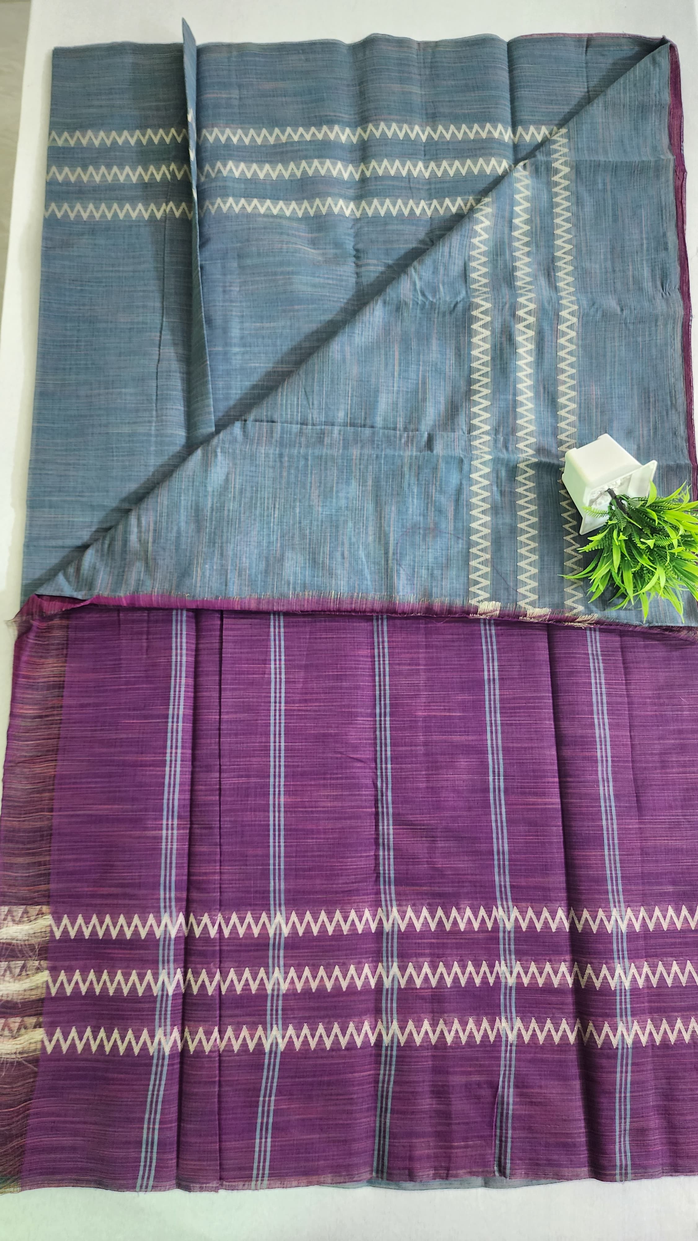 KORVAI BORDER SILK COTTON SAREES_Steel Grey