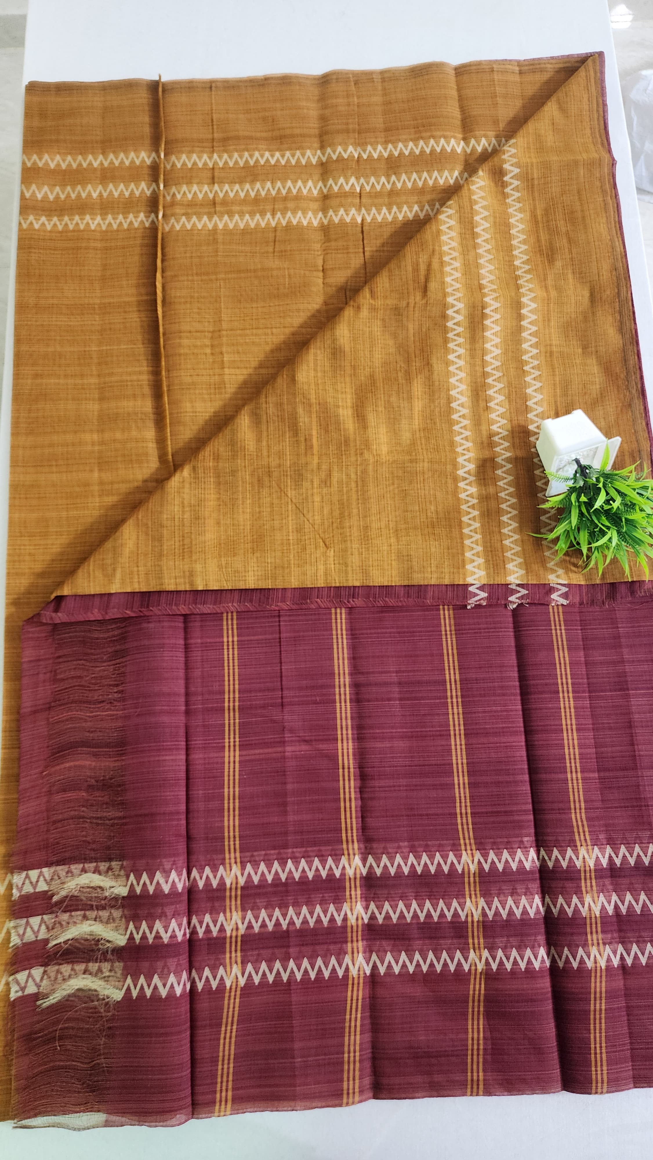 KORVAI BORDER SILK COTTON SAREES_Brown