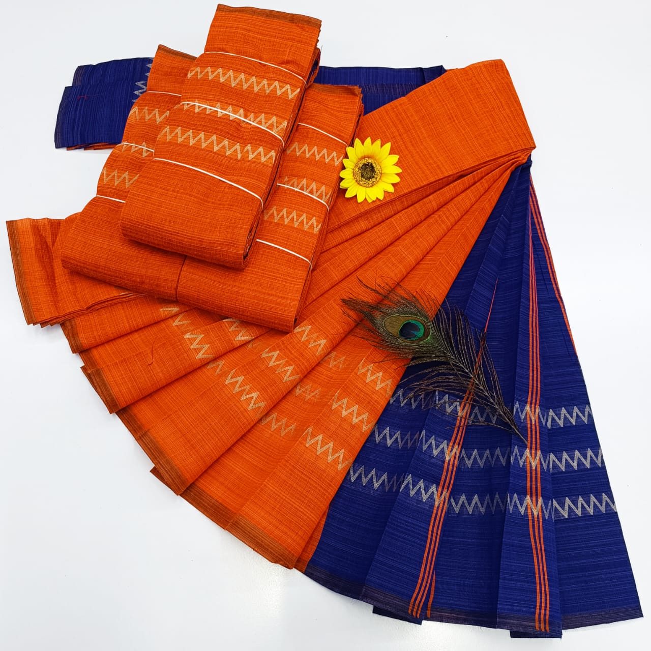 KORVAI BORDER SILK COTTON SAREES_Orange