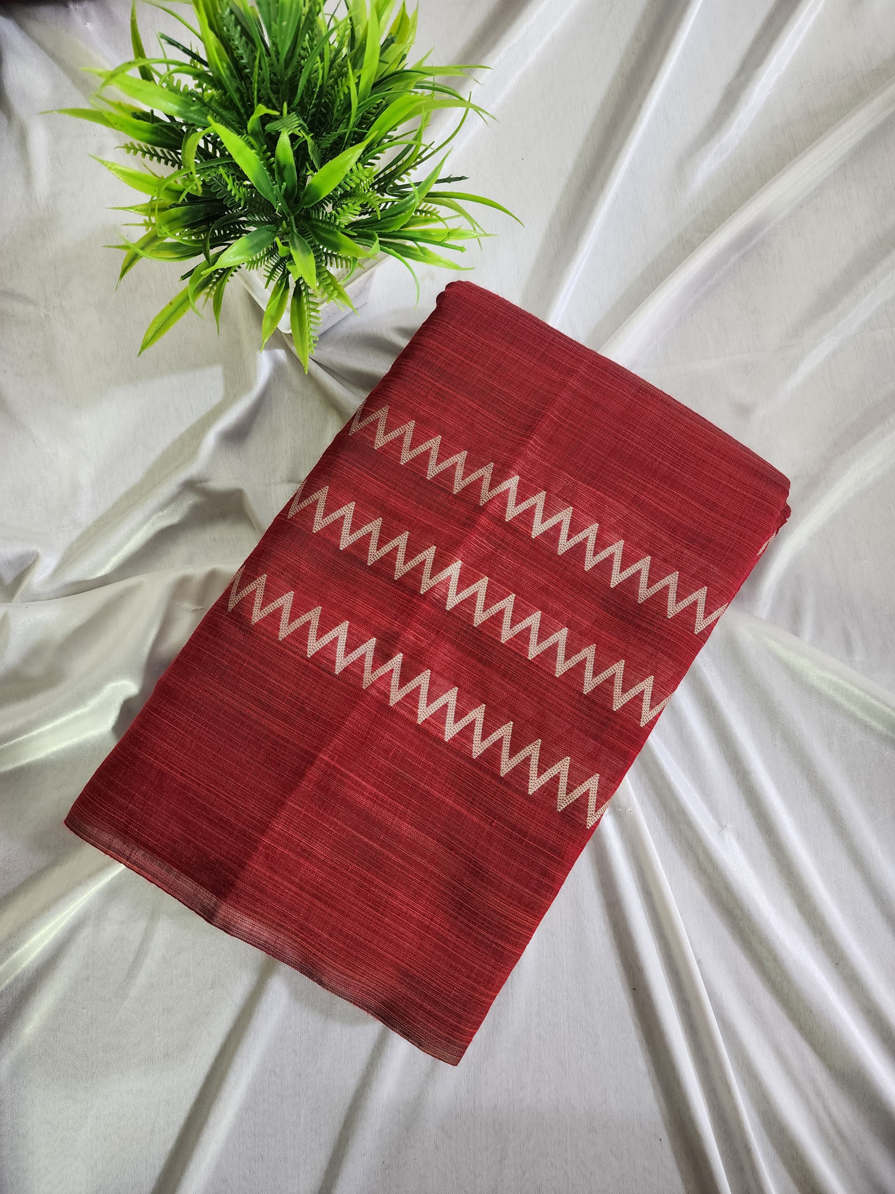 KORVAI BORDER SILK COTTON SAREES_Red