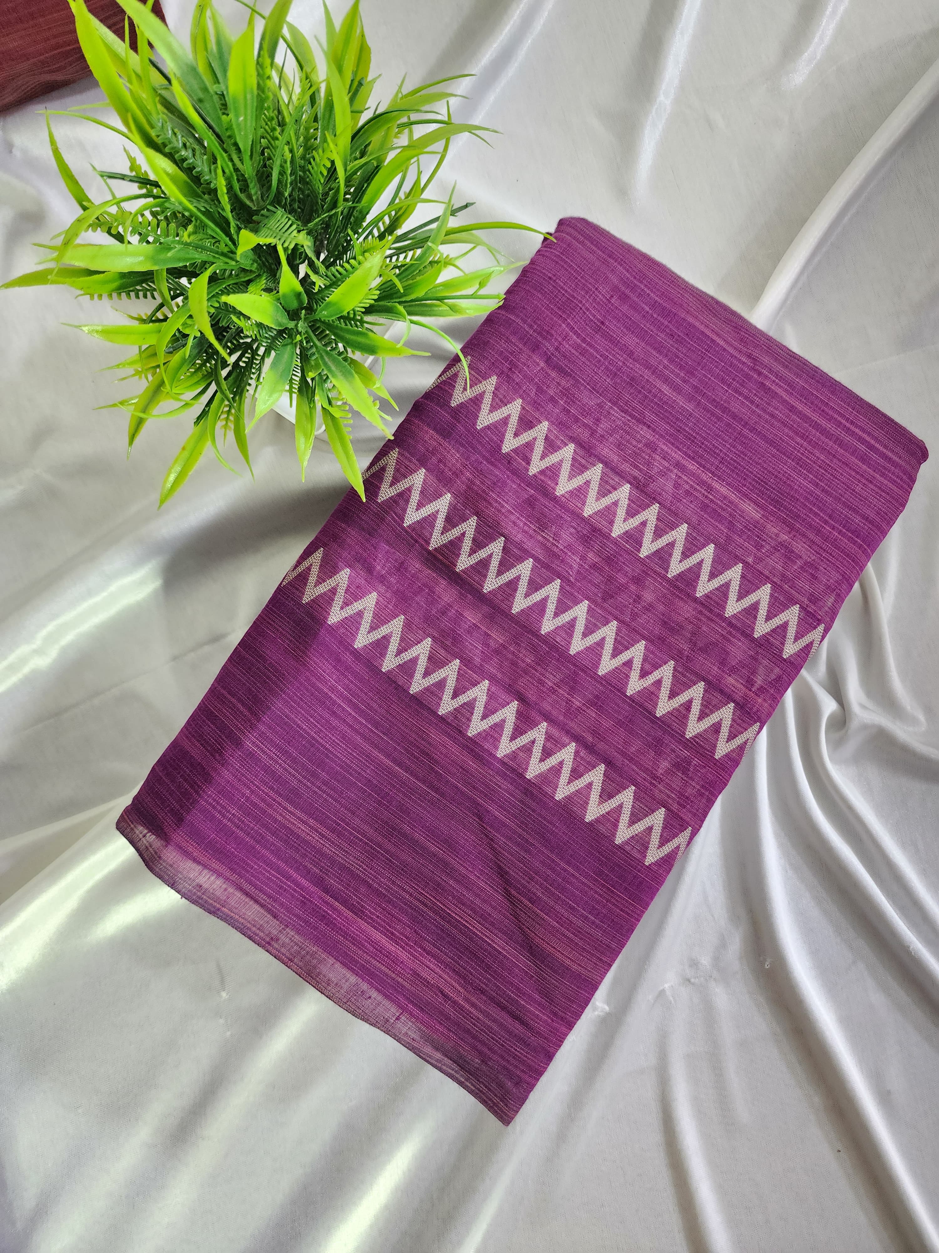 KORVAI BORDER SILK COTTON SAREES_Purple