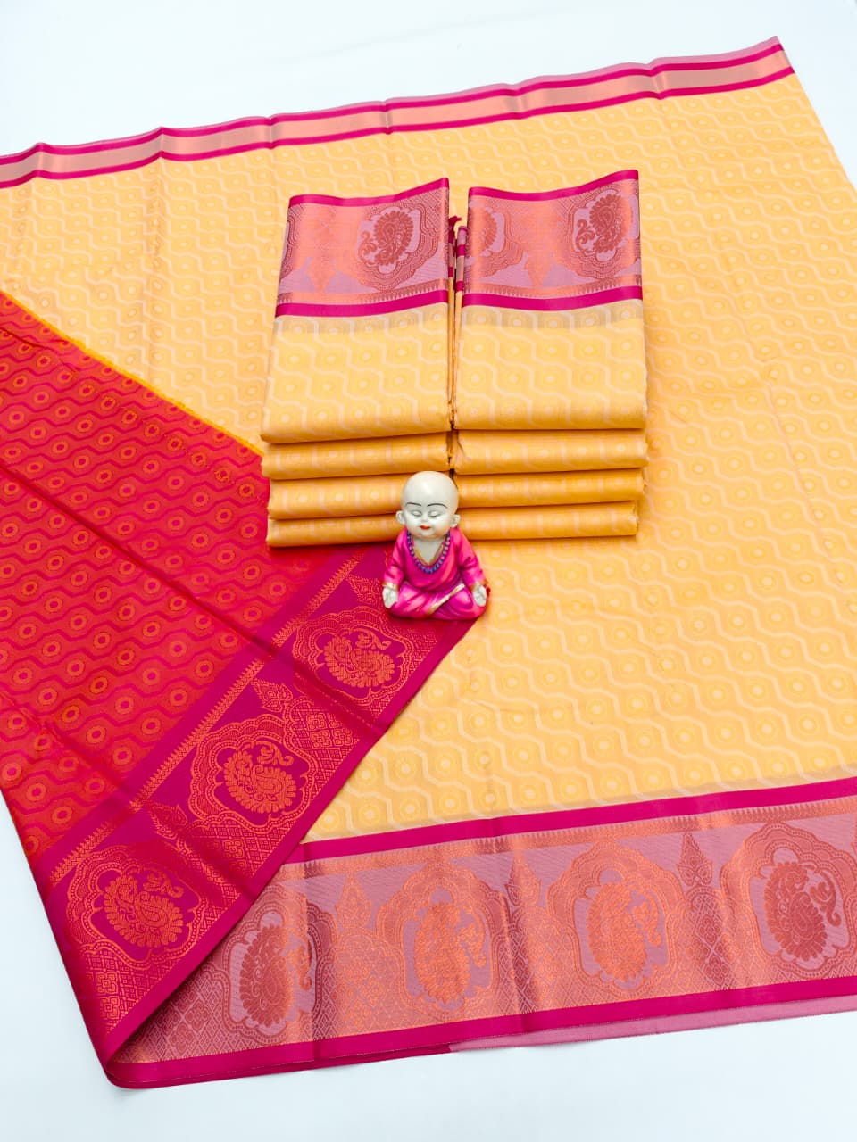 3D Embossed Art Silks Saree_Beige Pink