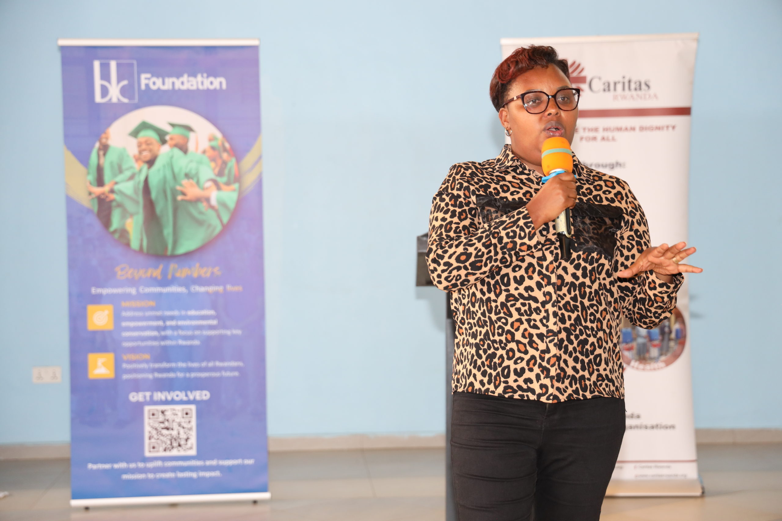 Mrs. Mukankusi Athanasie, the Vice Mayor of Nyamasheke District in charge of social affairs addressing graduates and their parents.
