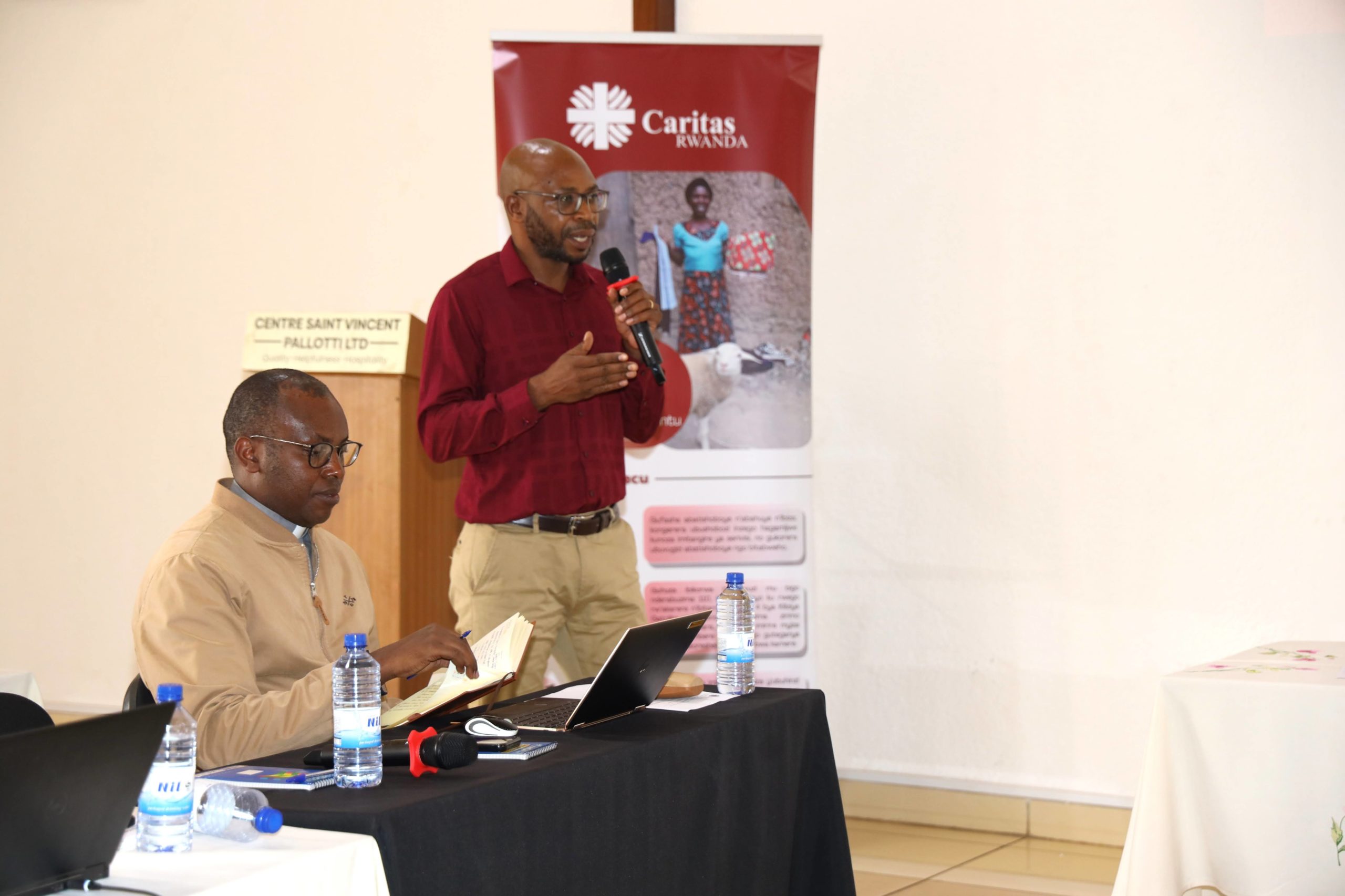 Mr. Prosper Sebagenzi, the Caritas Rwanda Program Director, delivered a presentation on Caritas Rwanda (Vision, Mission, Values) and its interventions.