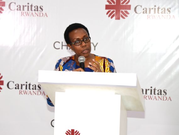 Mrs. Claudine Nyinawagaga, the Director General of the Local Administrative Entities Development Agency (LODA), in her speech, commended Caritas for its work in supporting the government fight poverty.