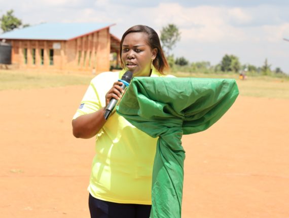 Mrs. Yvette Imanishimwe, the Vice-Mayor in charge of Social Affairs, addressing the participants during the ECD Day Celebration 2024.