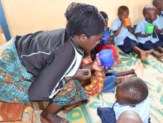 Parents take turns helping educators at early childhood development centers, to care for the children.