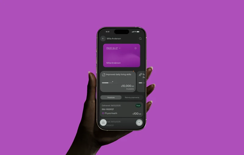The Kismet mobile app showing your NDIS budgets
