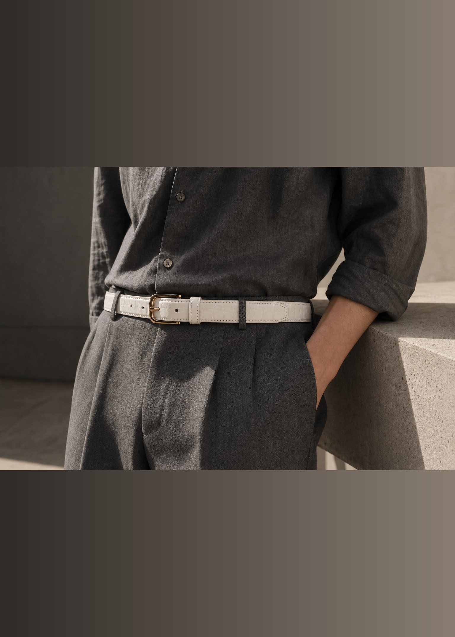 The Ivory Croco Belt view 5