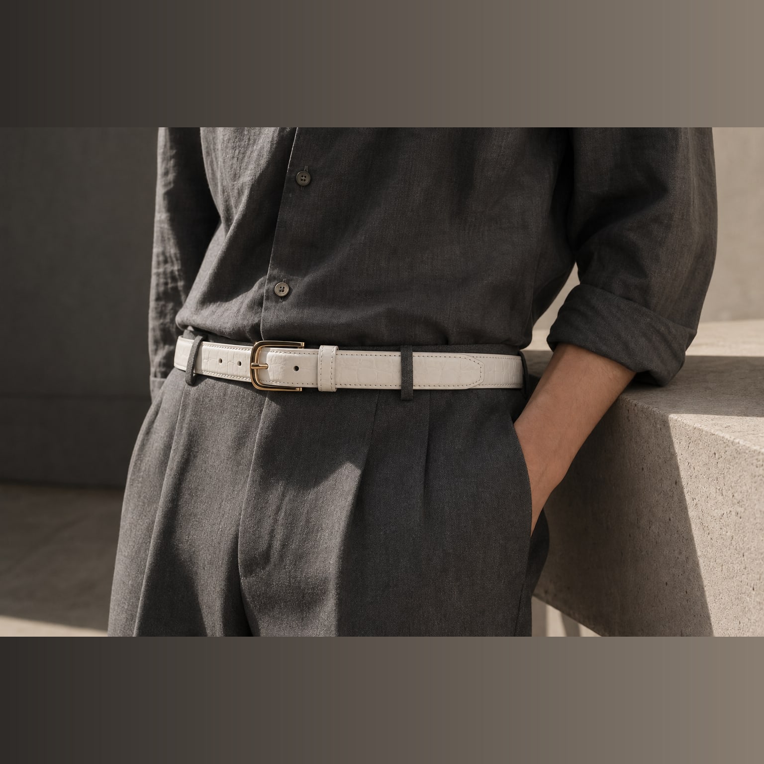 The Ivory Croco Belt view 5