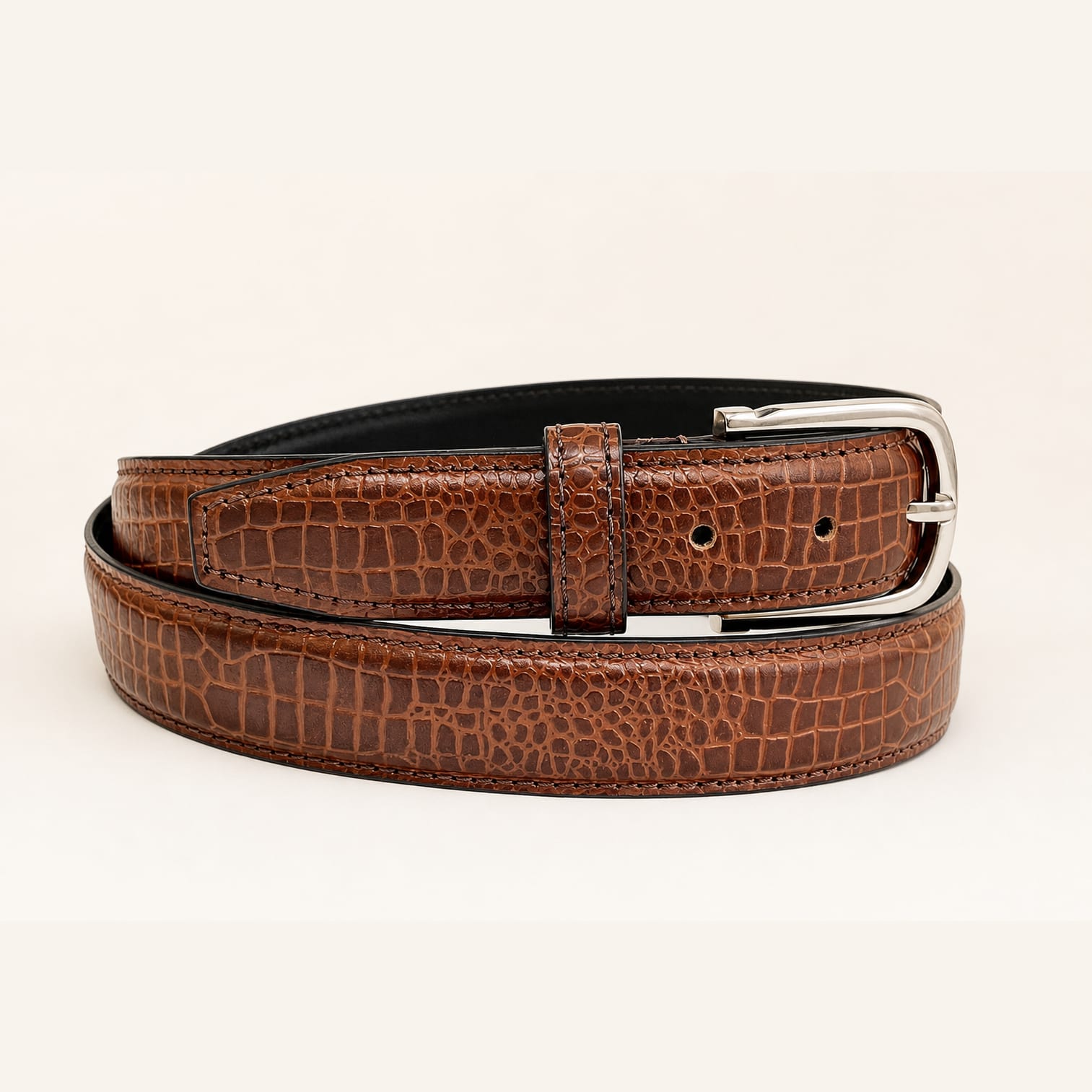 The Cognac Croco Belt view 1