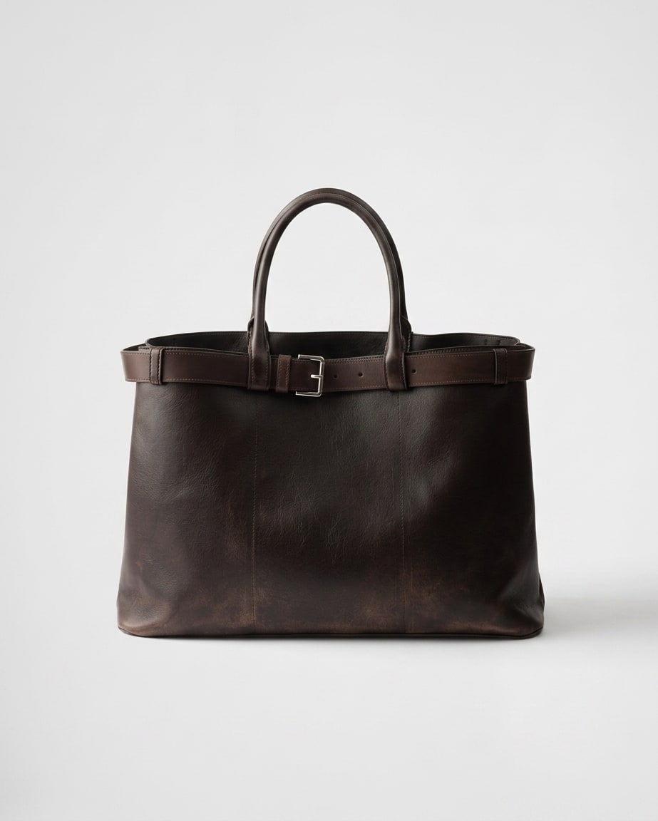 The Milano Belted Shopper - handcrafted premium leather bags in Espresso Brown - view 1