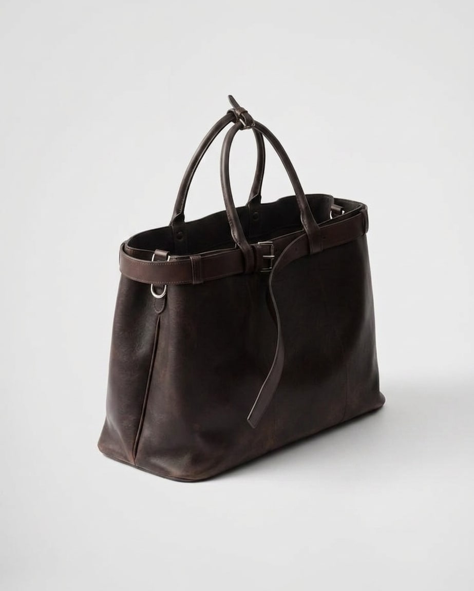 The Milano Belted Shopper - handcrafted premium leather bags in Espresso Brown - view 2