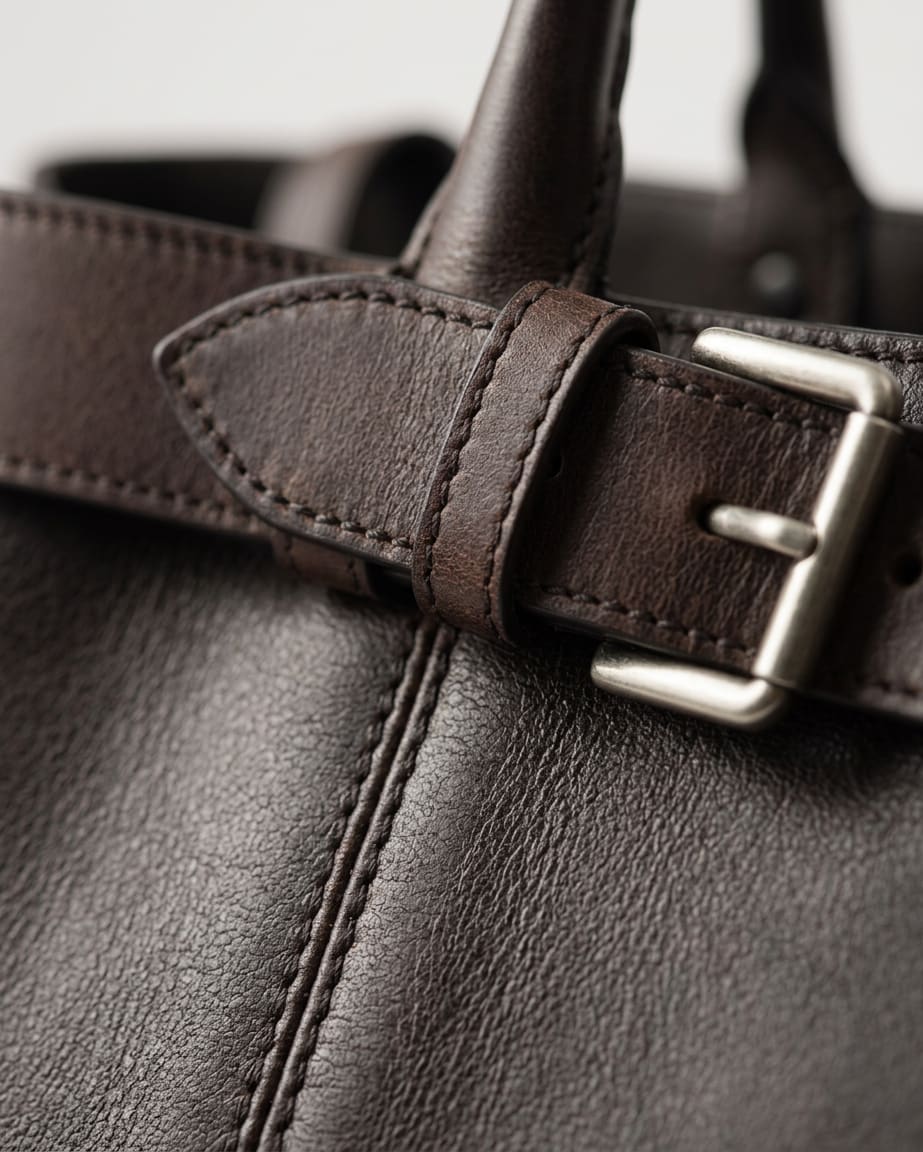 The Milano Belted Shopper - handcrafted premium leather bags in Espresso Brown - view 3