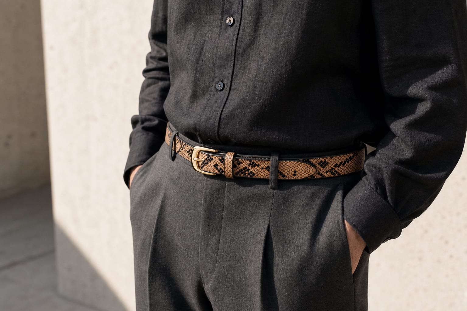 The Mojave Python Belt - handcrafted premium leather accessories in Natural Python - view 5