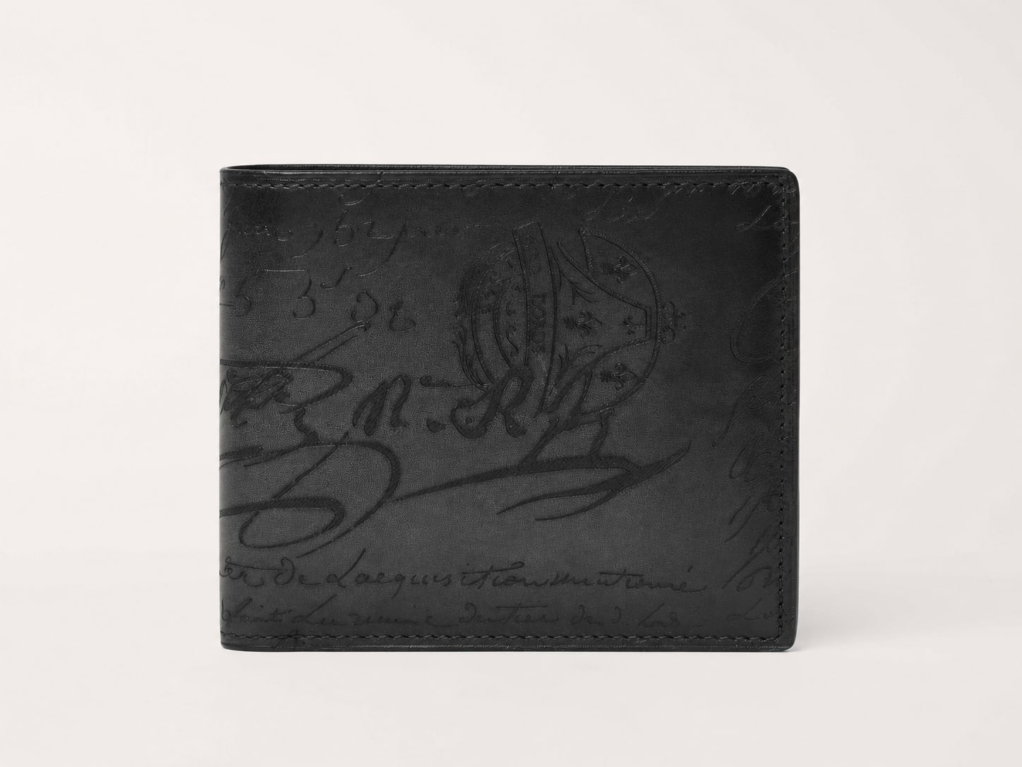 The Florentine Script Wallet - handcrafted premium leather accessories in Midnight Scritto - view 1