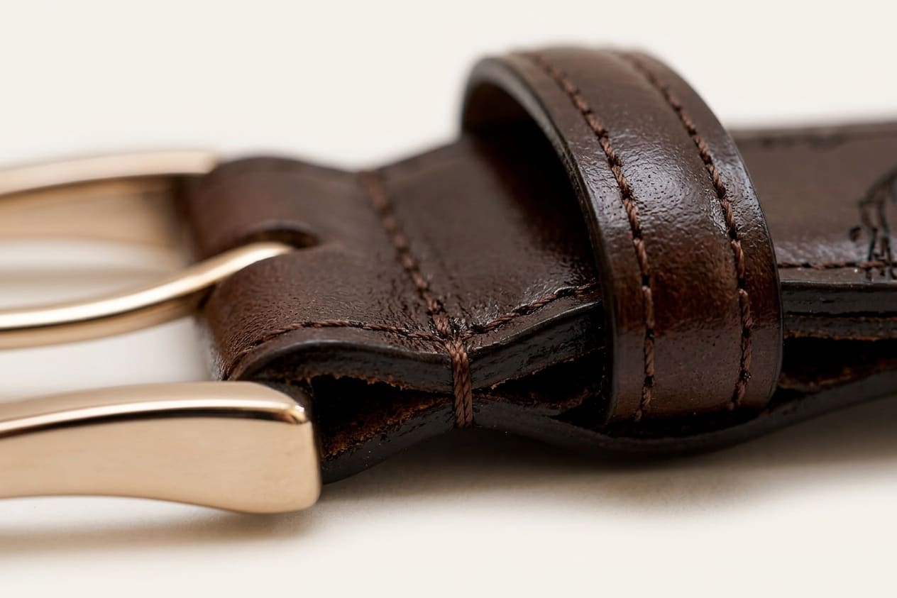 The Florentine Script Belt - handcrafted premium leather accessories in Chestnut Scritto - view 3