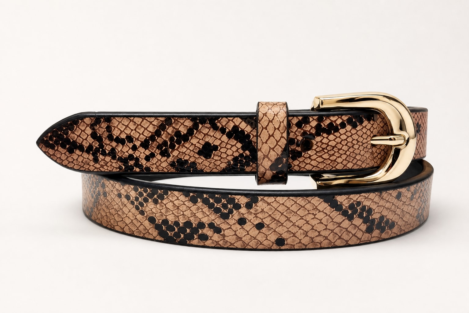 The Mojave Python Belt - handcrafted premium leather accessories in Natural Python - view 1
