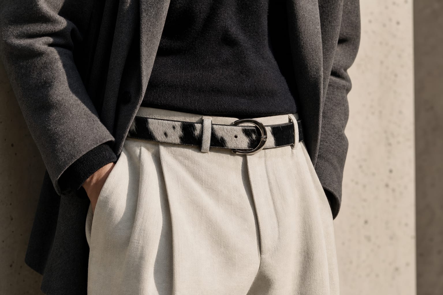 The Dalmatian Hairon Belt - handcrafted premium leather accessories in Dalmatian Spotted - view 4