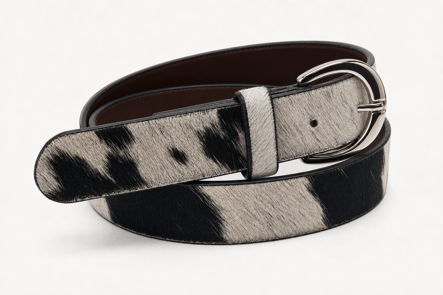 The Dalmatian Hairon Belt - handcrafted premium leather accessories in Dalmatian Spotted - view 2