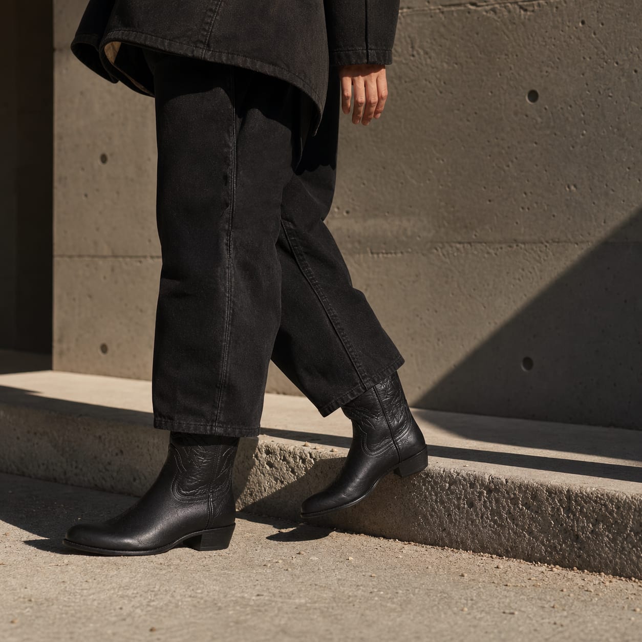 The Ranger Black Leather Cowboy Boot - handcrafted premium leather footwear in Matte Black - view 4