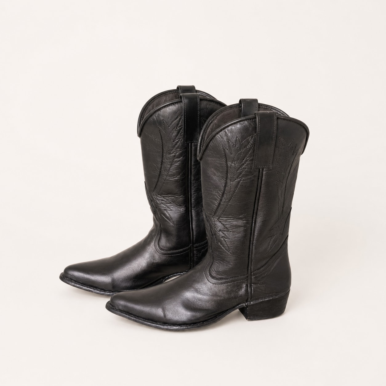 The Ranger Black Leather Cowboy Boot - handcrafted premium leather footwear in Matte Black - view 1