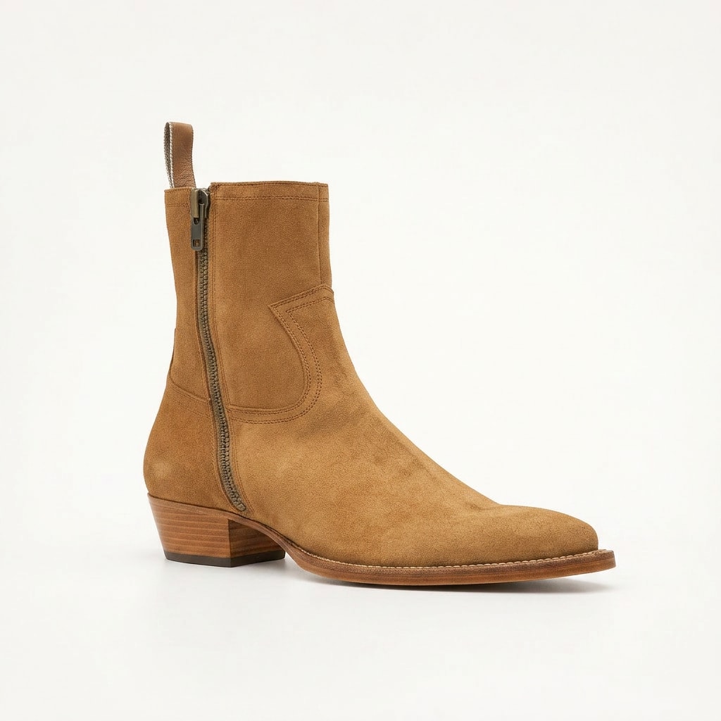 The Austin Suede Western Boot - handcrafted premium leather footwear in Honey Suede - view 3