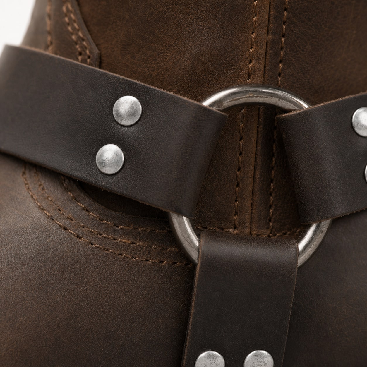 The Badlands Brown Leather Harness Boot - handcrafted premium leather footwear in Distressed Brown - view 3