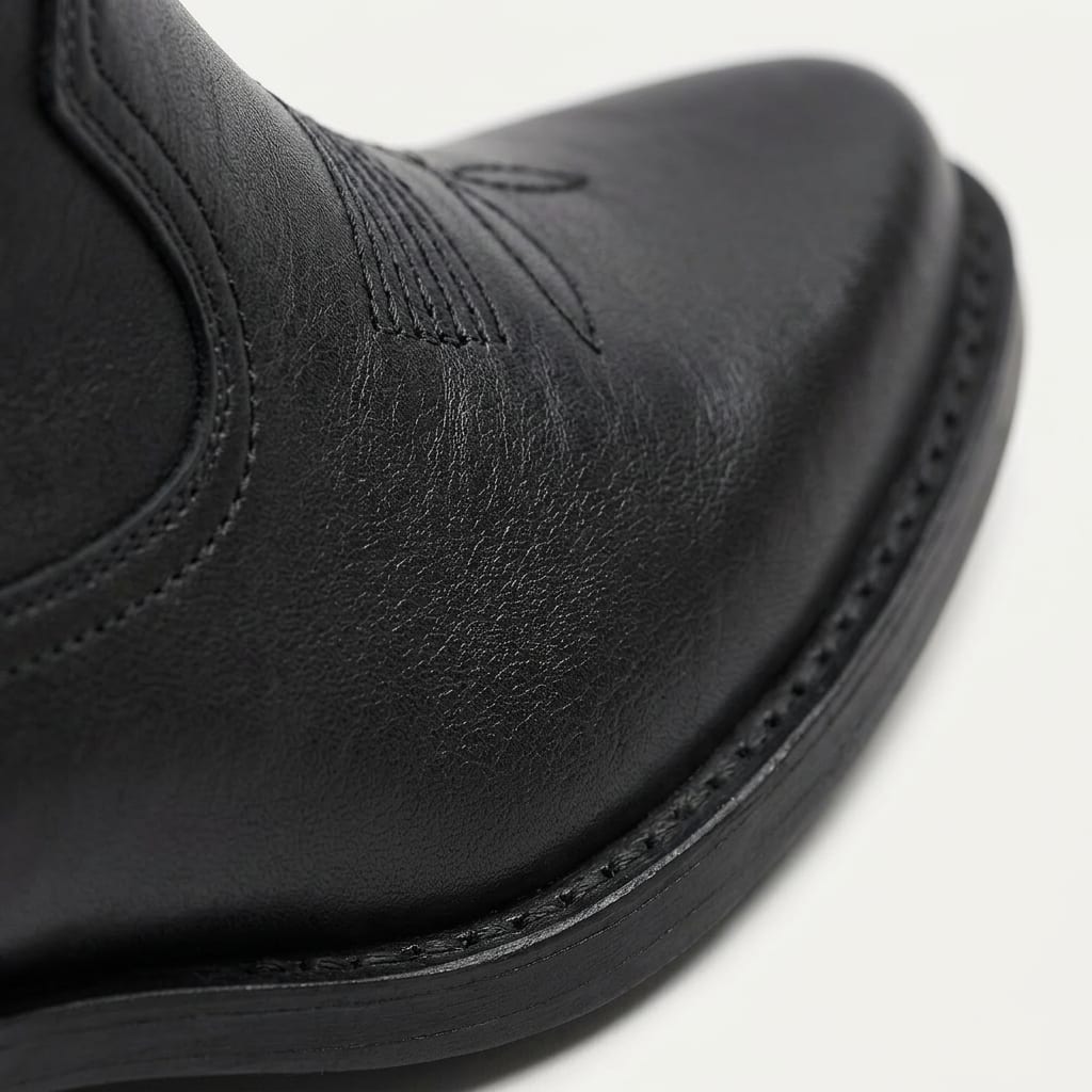 The Tucson Black Leather Western Boot - handcrafted premium leather footwear in Midnight Black - view 3