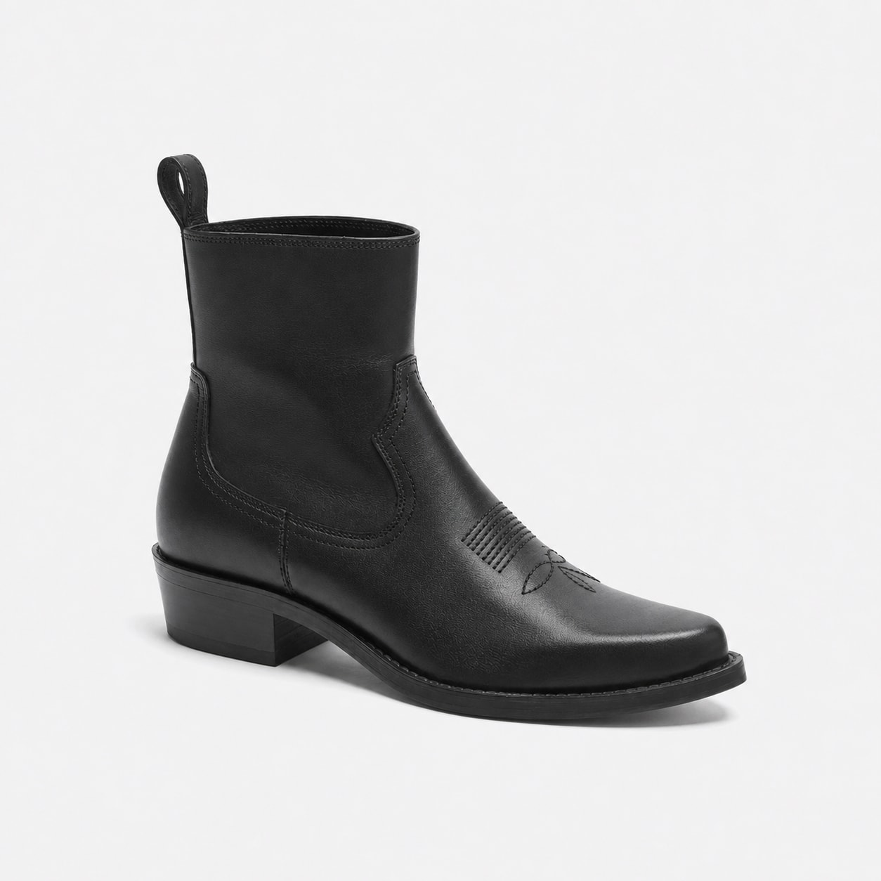The Tucson Black Leather Western Boot - handcrafted premium leather footwear in Midnight Black - view 2